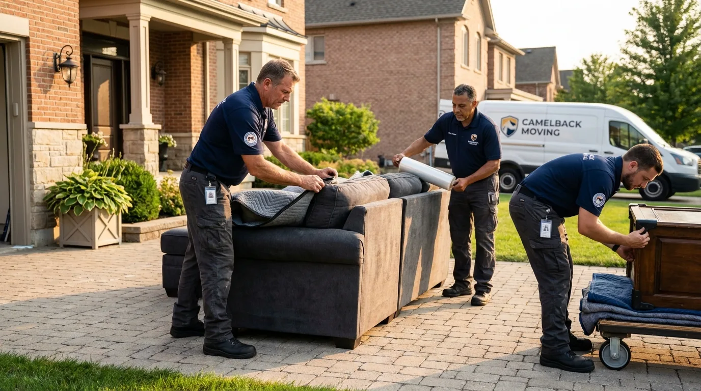 Large estate moving crew wrapping furniture in Orangeburg, SC